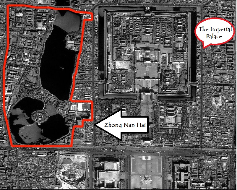 A map of Chunghanhai (Zhongnanhai) A map featuring Zhongnanhai, once known as Chunghanhai